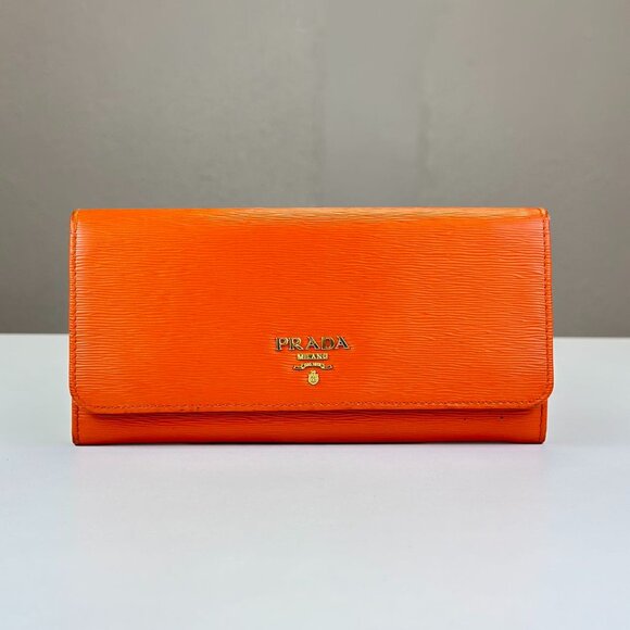 Prada Orange Leather Wallet - Picture 1 of 8